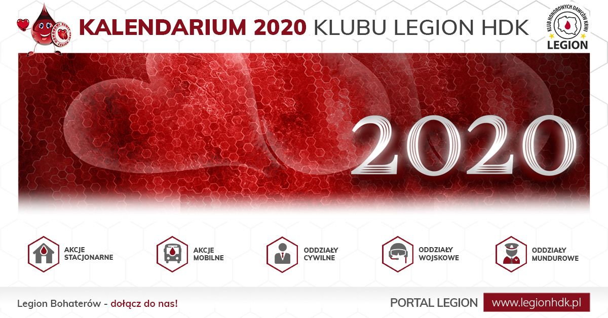 Kalendarium akcji krwiodawstwa 2020 Legion HDK